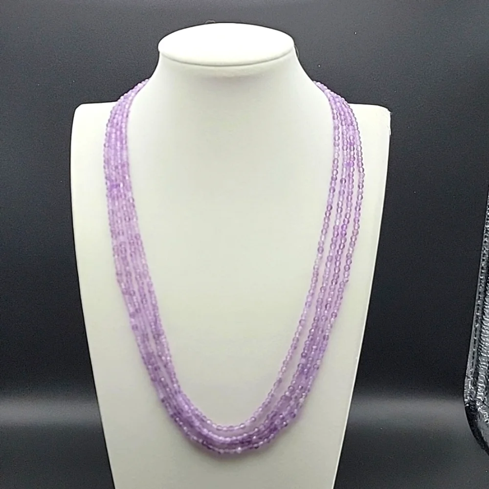Amethyst Faceted Beads 145 Cts 4 Strand Natural Crystal Gemstone Necklace Beaded